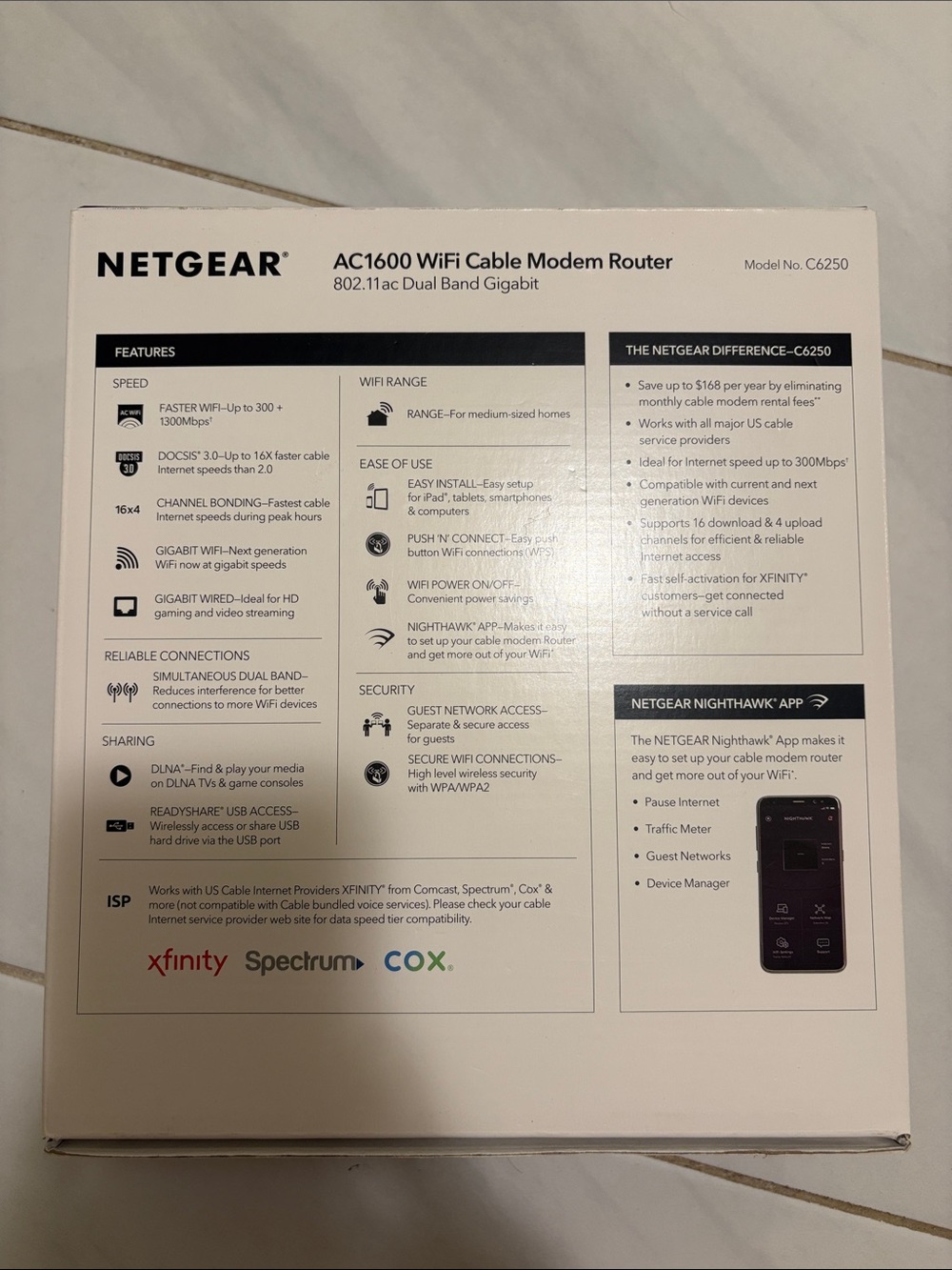 NETGEAR AC1600 WiFi Cable Modem Router - Picture 5 of 6